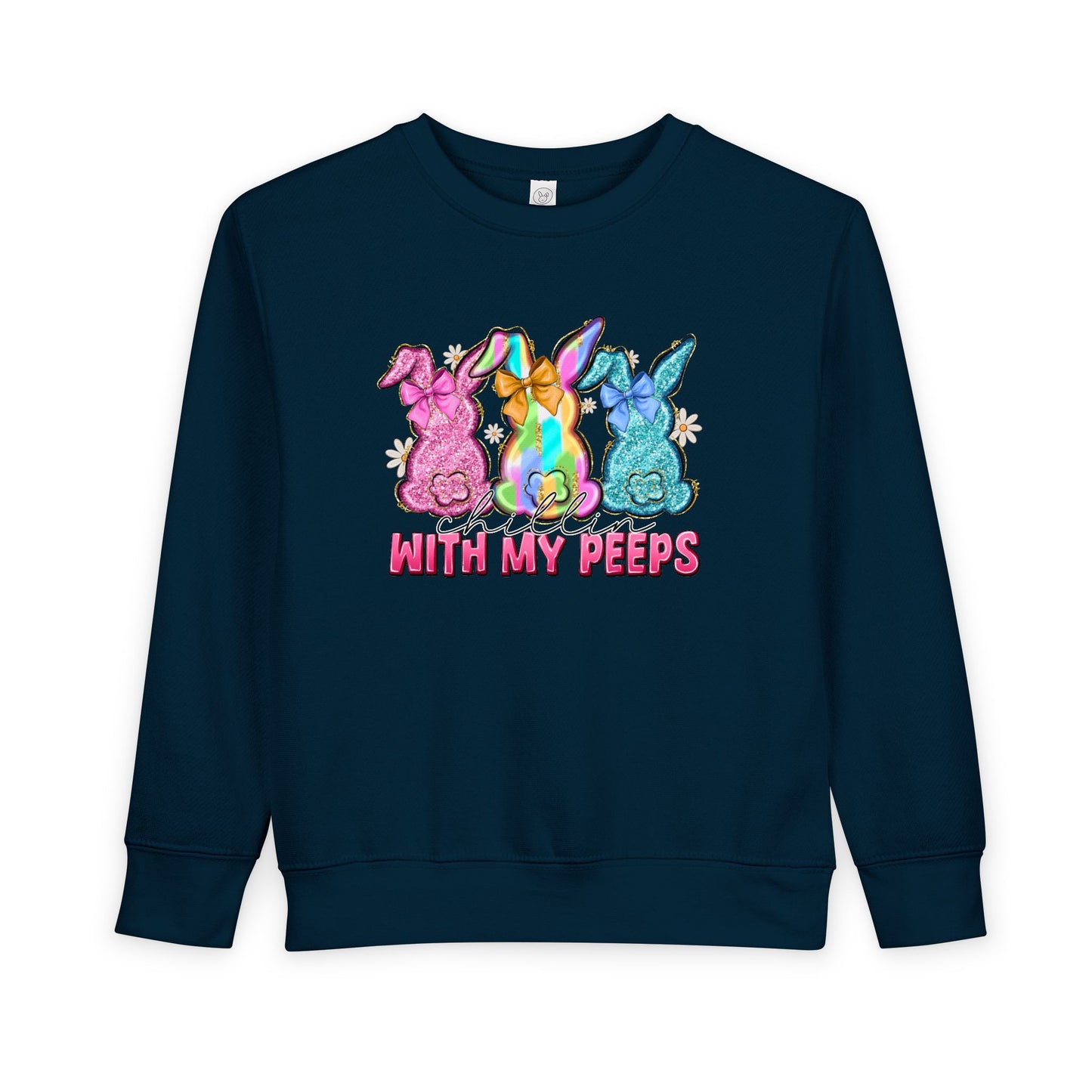 Toddler Sweatshirt - "With My Peeps" Colorful Easter Bunny Crewneck