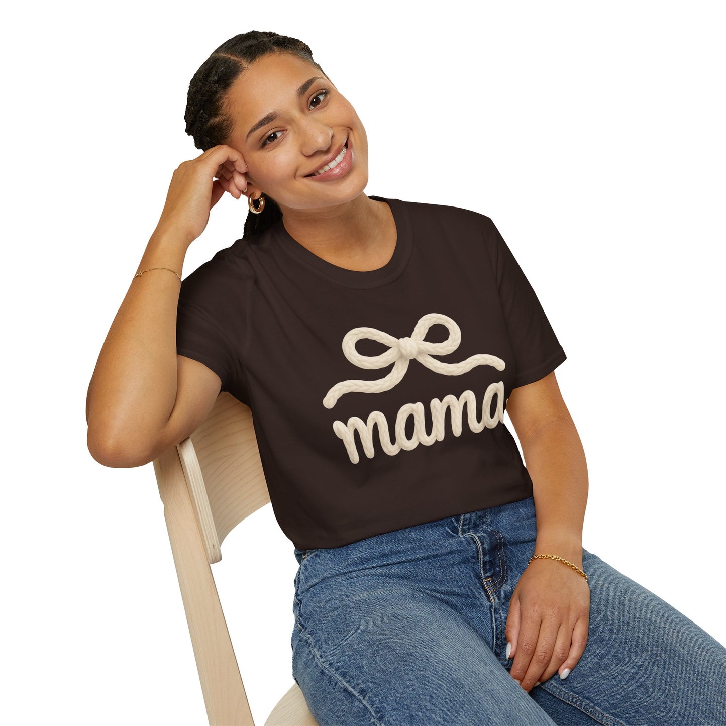 Mama Bow T-Shirt — Soft Feminine "mama" Script Tee (Mother's Day Gift)