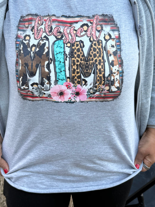 Cowgirl Trio Raglan Shirt - Western Cowgirl Leopard & Floral Graphic 3/4 Sleeve
