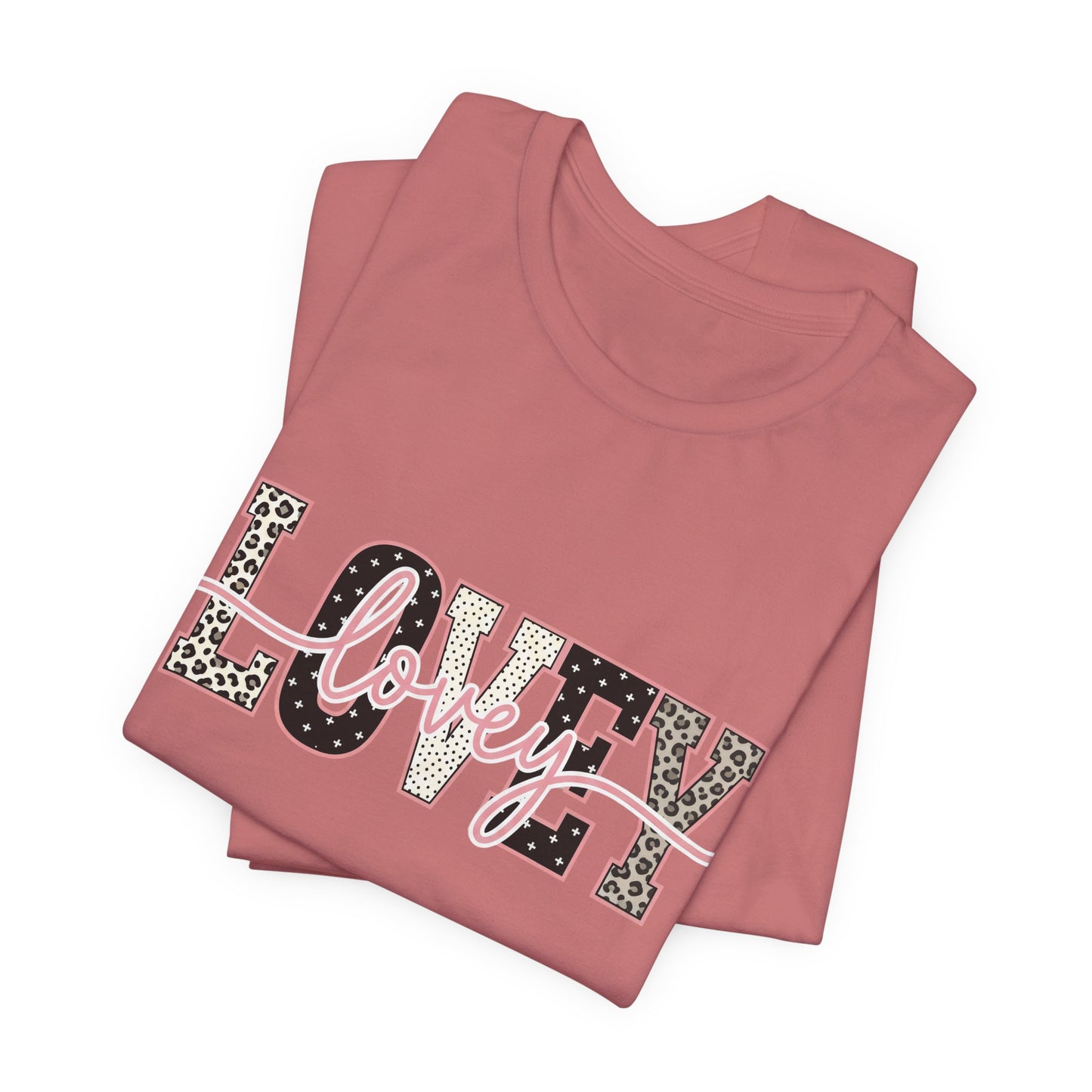 Lovey Mom T-Shirt — 'Lovely' Script Over 'MOM' Leopard Print Tee
