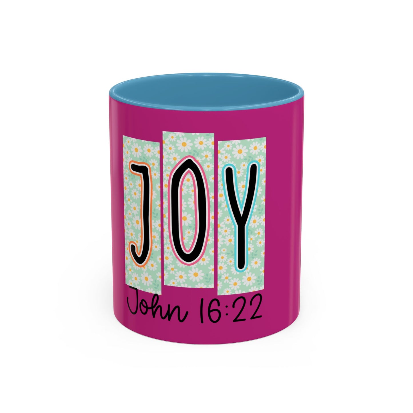 Joy John 16:22 Accent Coffee Mug — Christian Inspirational Ceramic Mug