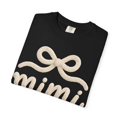 Mimi Bow Script T-Shirt — Soft Cream Knit Lettering Gift Tee
