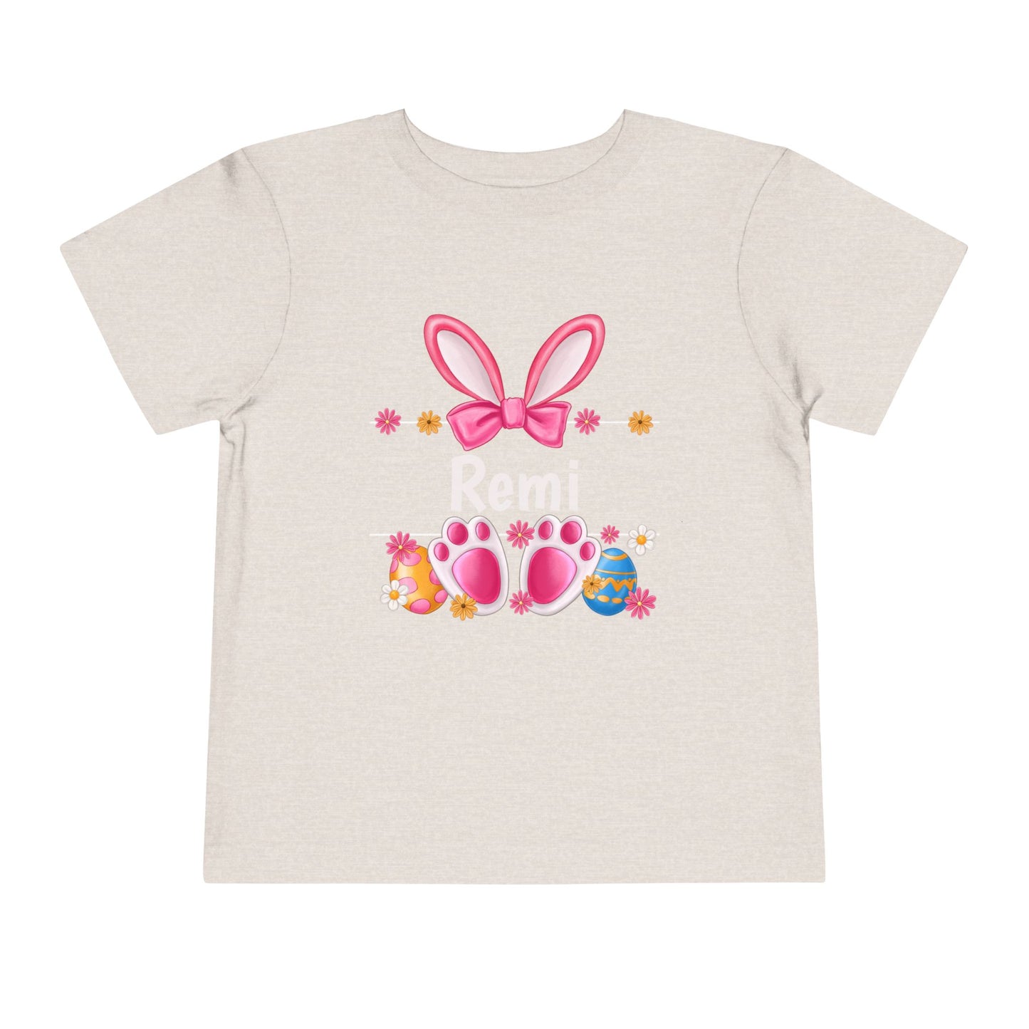 Easter Bunny Toddler Tee — Personalized Pink Bunny Ears & Paw Print Shirt