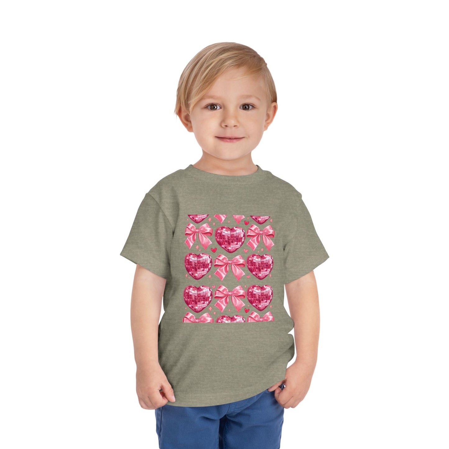 Toddler Tee - Pink Heart & Bow Pattern Valentine Shirt