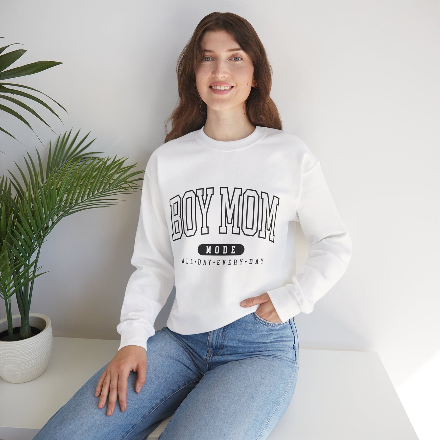 Boy Mom Crewneck Sweatshirt – "Boy Mom Mode: All Day Every Day"