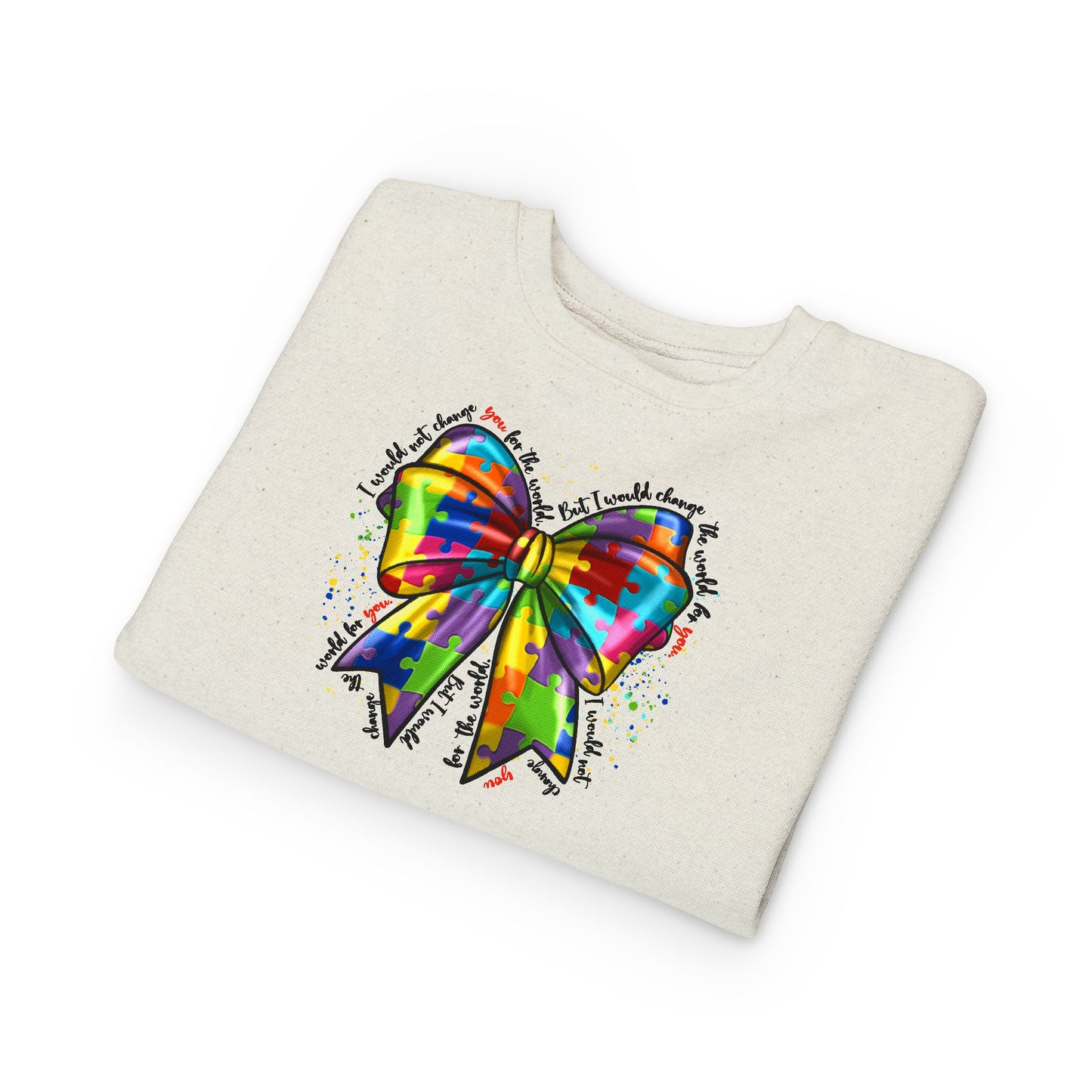 Rainbow Bow Toddler Sweatshirt — Colorful Tie-Dye Bow Graphic for Kids