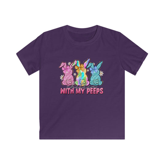 Kids Tee — 'With My Peeps' Colorful Easter Bunny Shirt