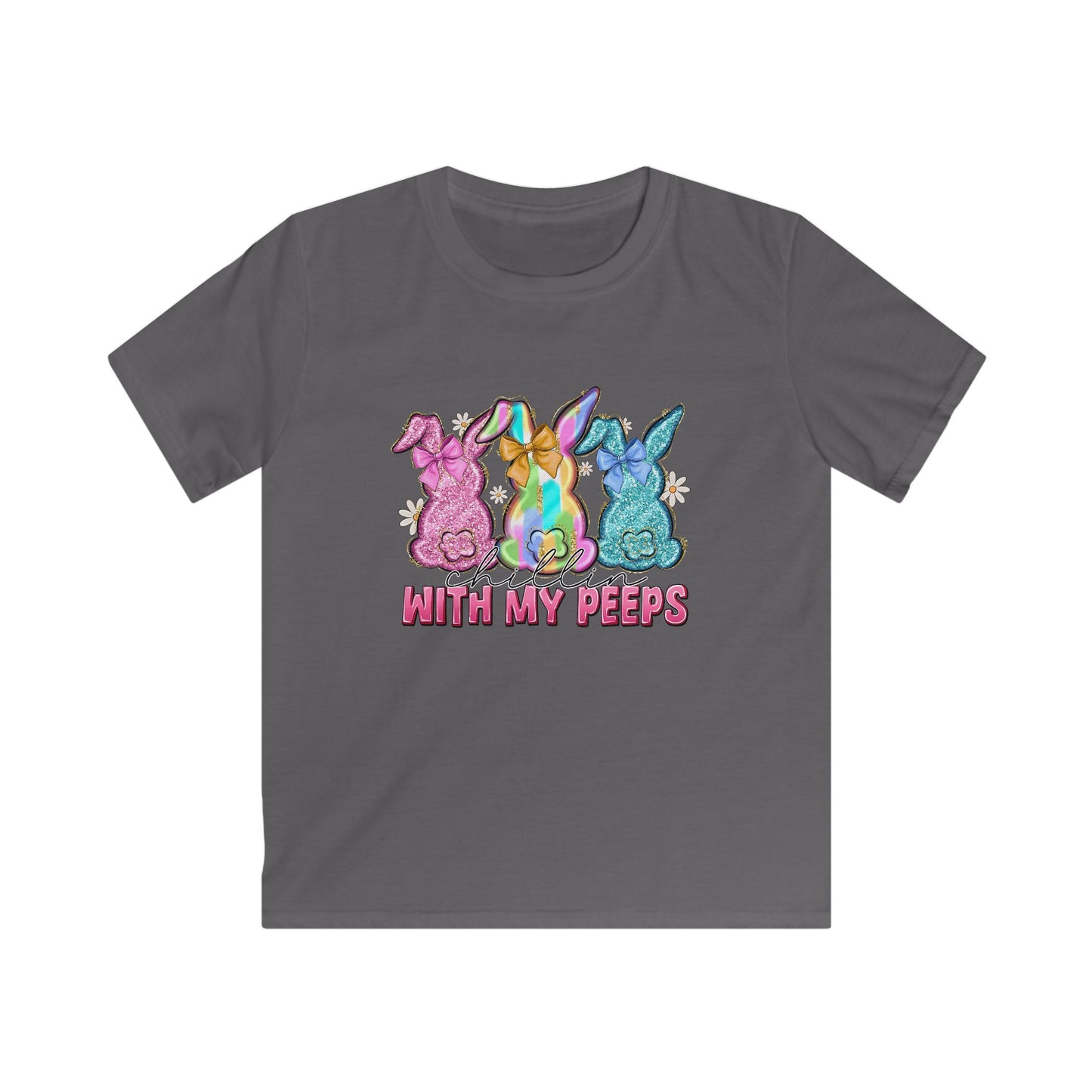 Kids Tee — 'With My Peeps' Colorful Easter Bunny Shirt