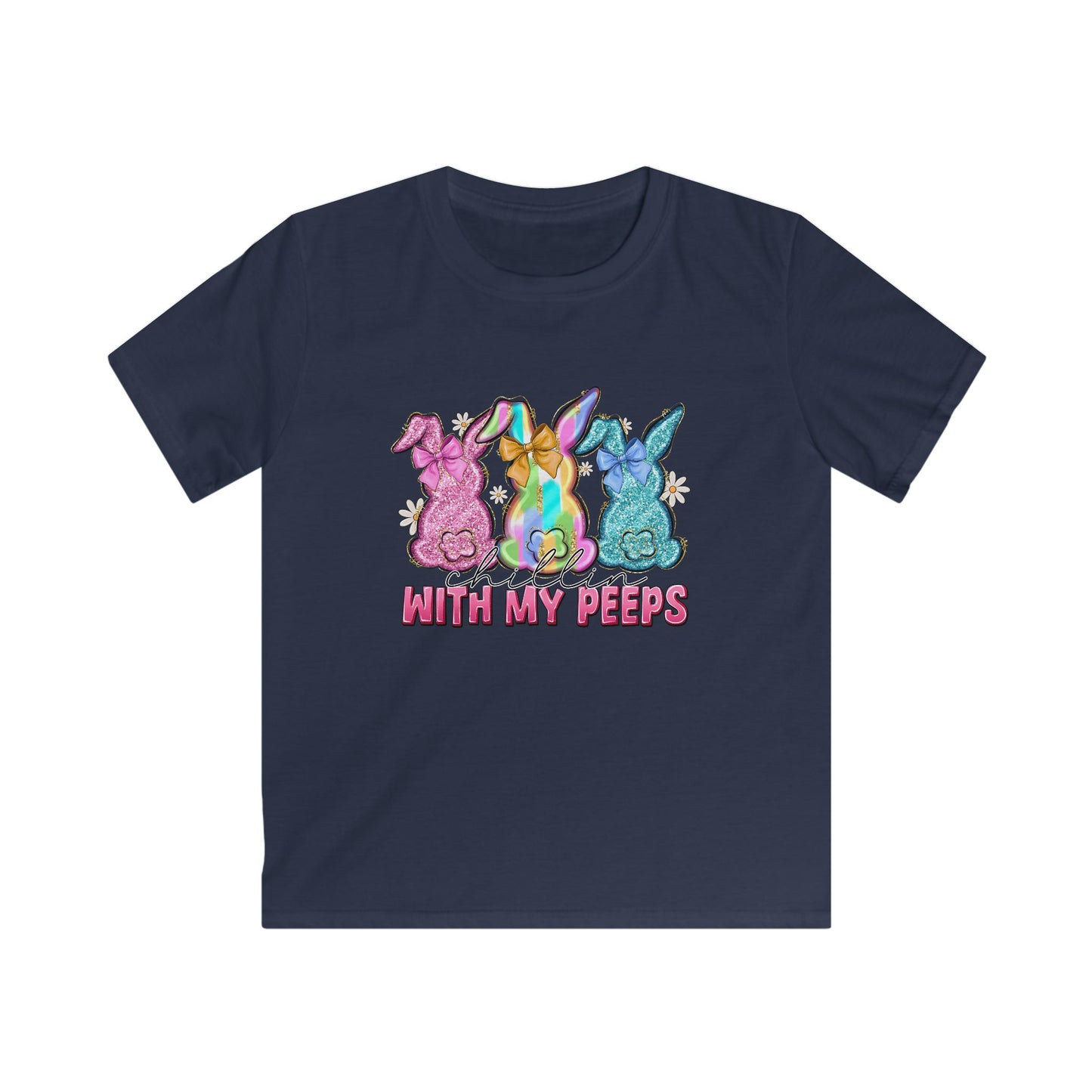 Kids Tee — 'With My Peeps' Colorful Easter Bunny Shirt