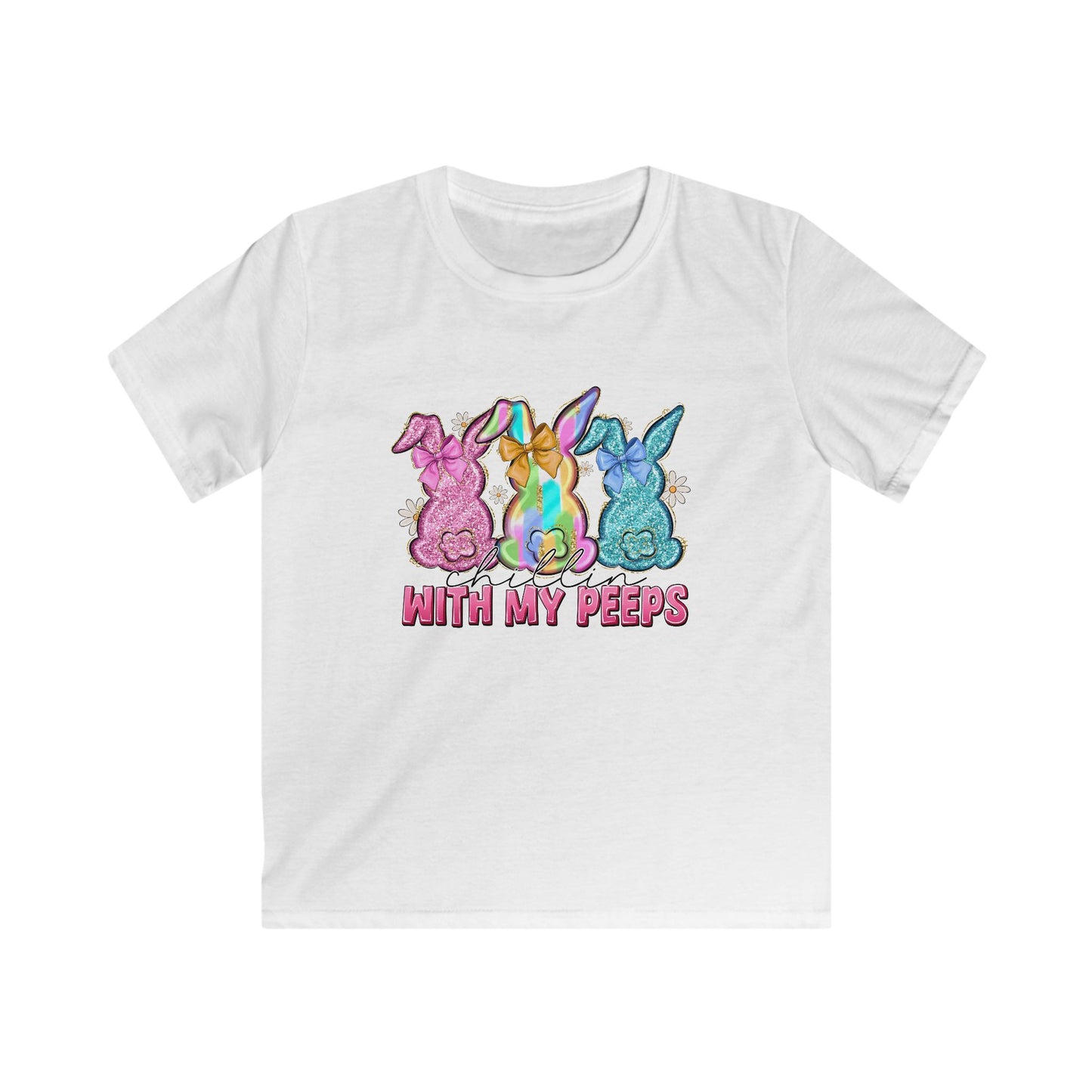 Kids Tee — 'With My Peeps' Colorful Easter Bunny Shirt