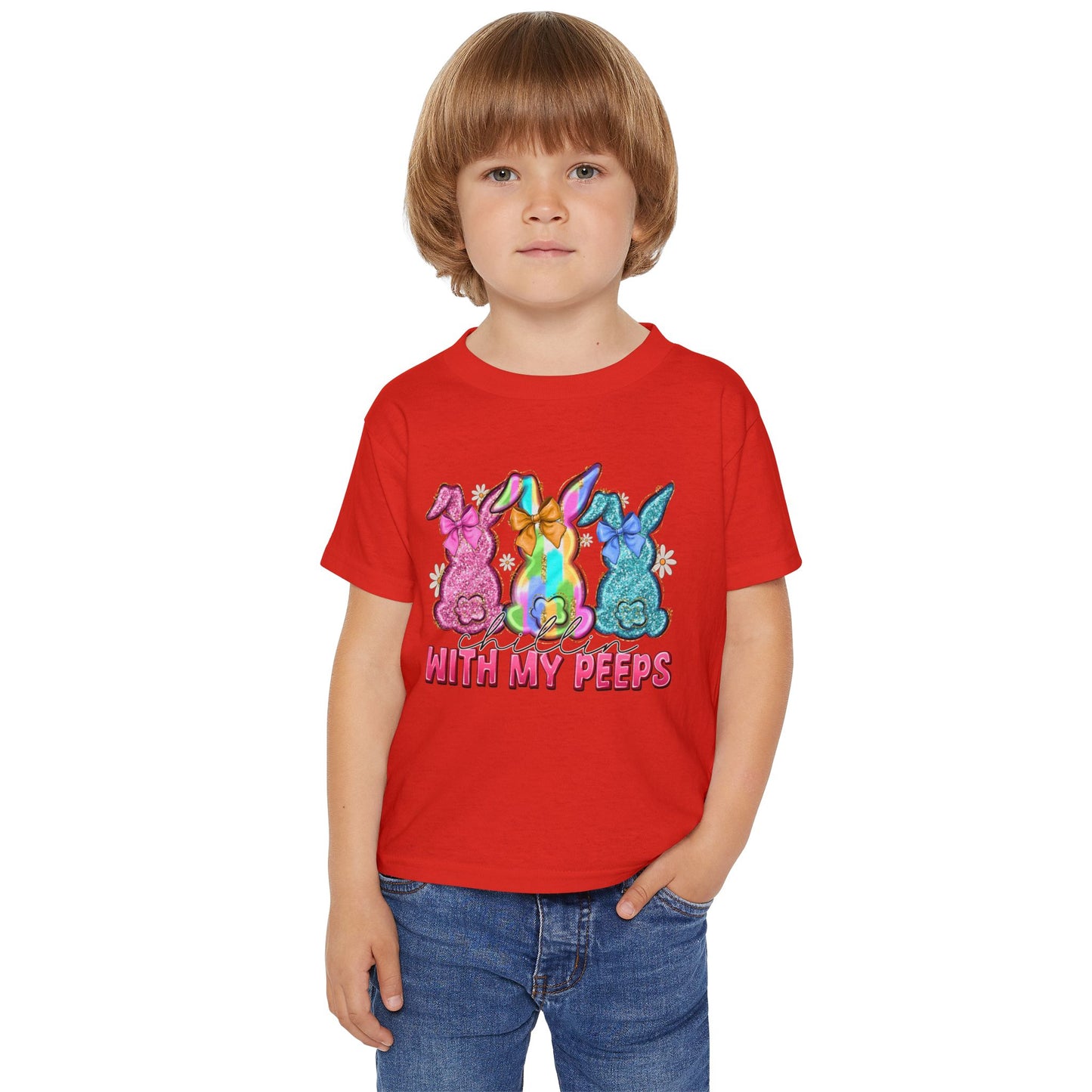 Toddler T-Shirt "With My Peeps" Colorful Easter Bunny Crew