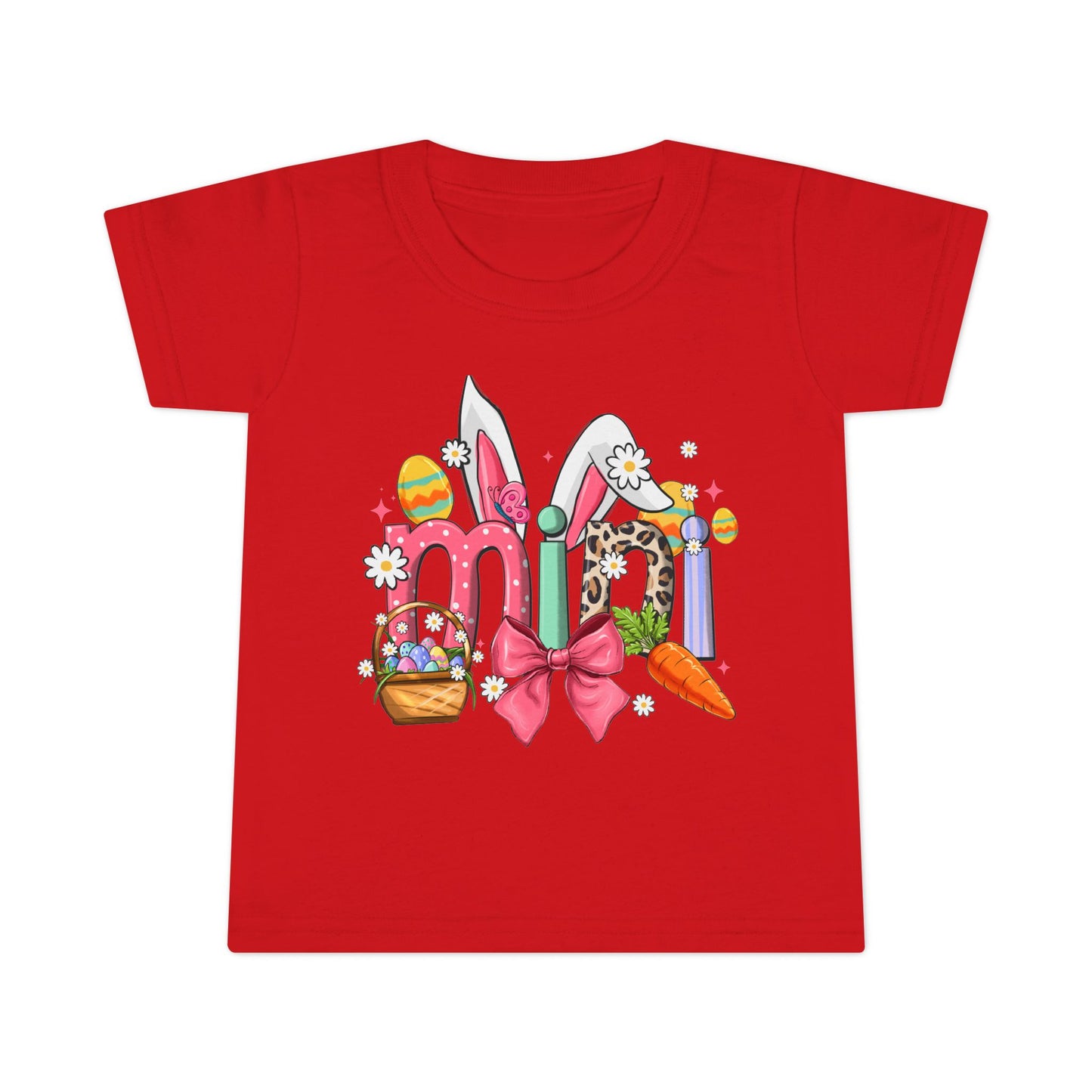 Easter Bunny Letters Toddler T-Shirt — Cute Spring Easter Egg & Carrot Design