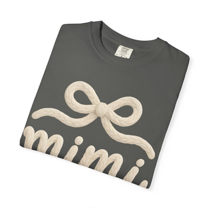 Mimi Bow Script T-Shirt — Soft Cream Knit Lettering Gift Tee