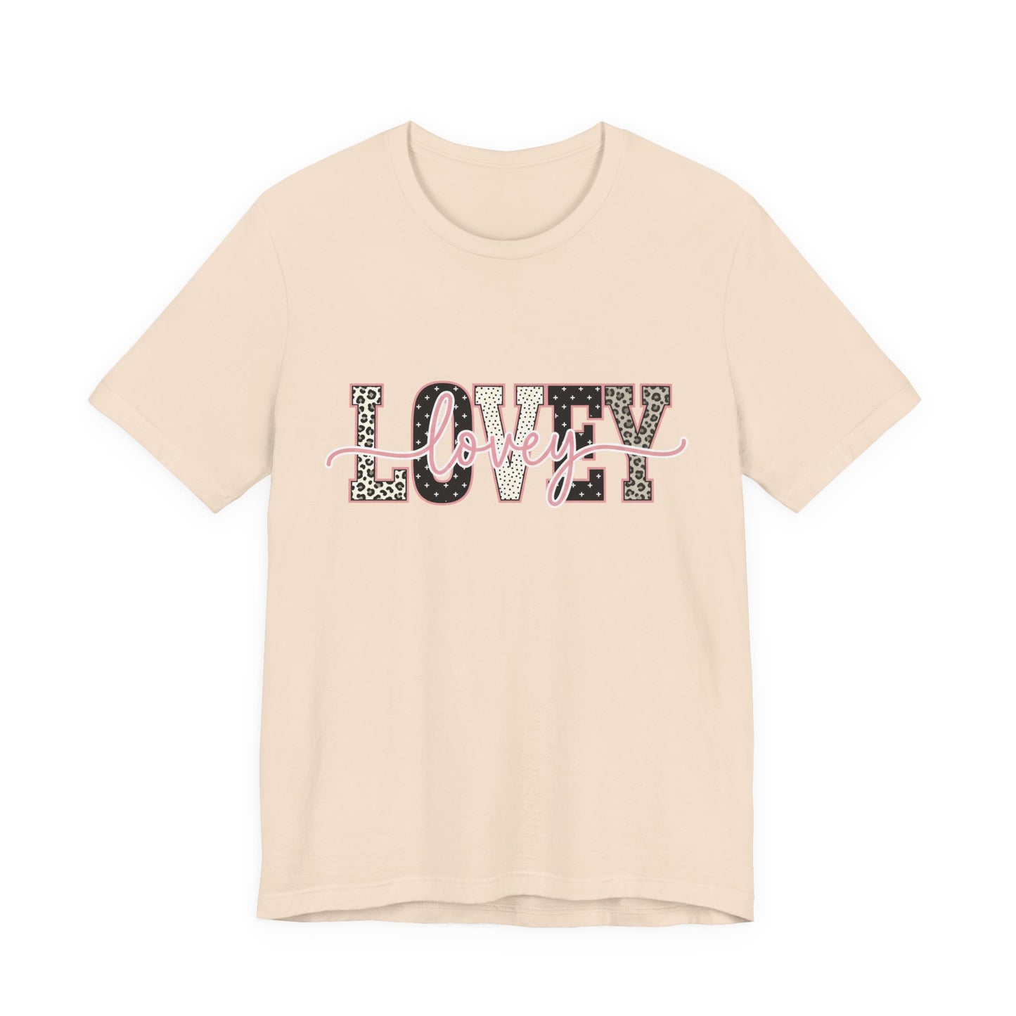 Lovey Mom T-Shirt — 'Lovely' Script Over 'MOM' Leopard Print Tee