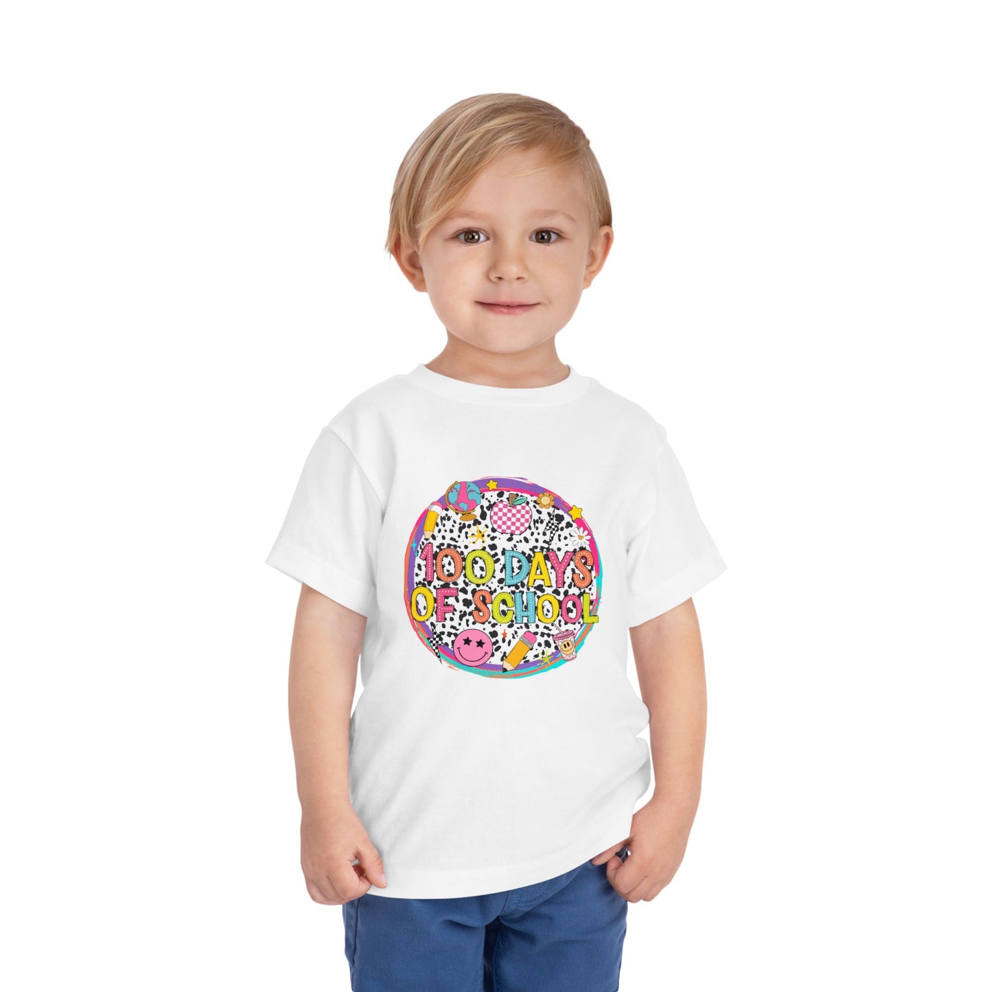 Toddler Tee — "100 Days of School" Colorful Celebration Shirt
