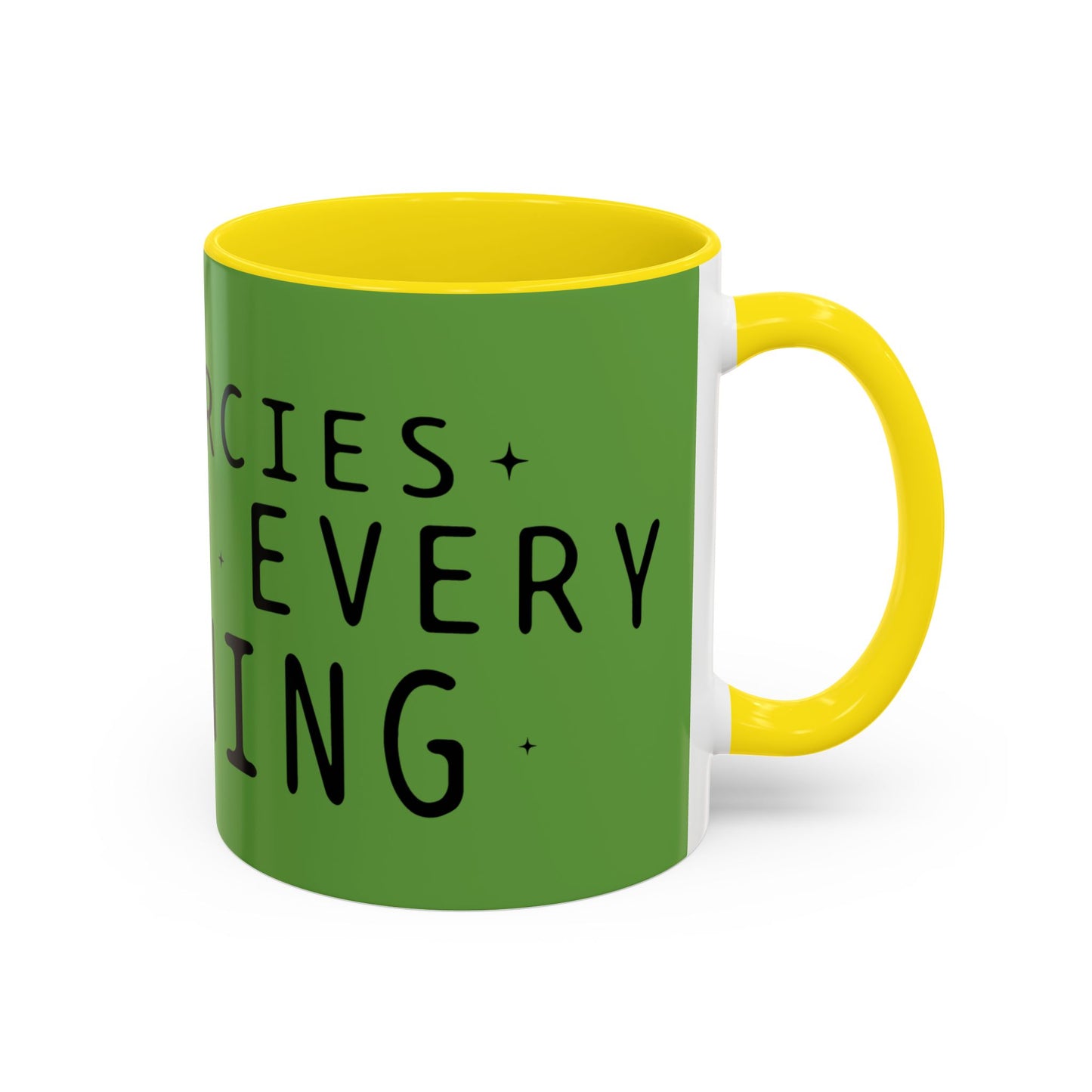 Green Accent Coffee Mug — "New Mercies Every Morning" Inspirational Tea & Coffee Cup