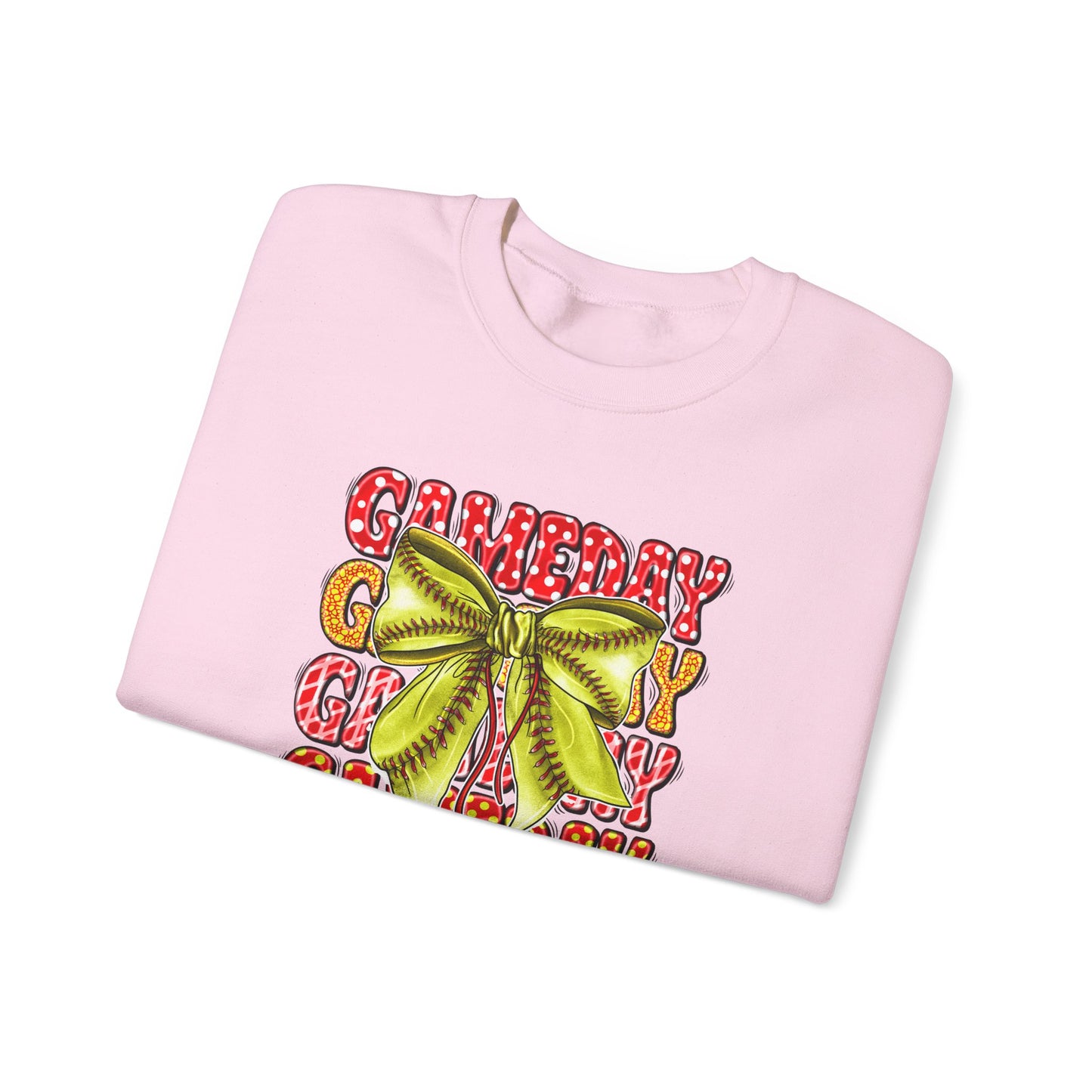 Crewneck Sweatshirt — Candy Cane Bow Graphic Holiday Pullover