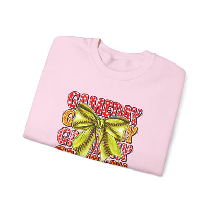 Crewneck Sweatshirt — Candy Cane Bow Graphic Holiday Pullover