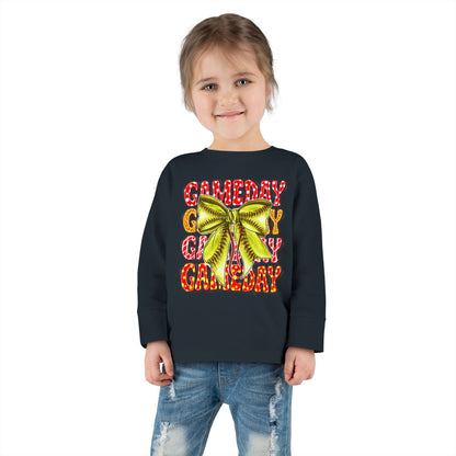 Gameday Toddler Long Sleeve Tee – Cheer Bow Football Fan Shirt