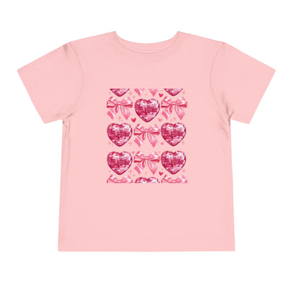 Toddler Tee - Pink Heart & Bow Pattern Valentine Shirt