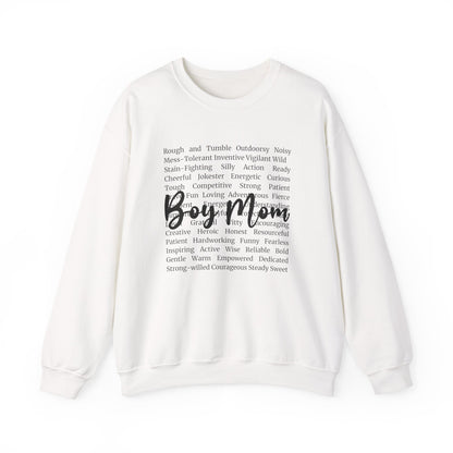 Boy Mom Crewneck Sweatshirt — Script Text Design for Proud Mothers