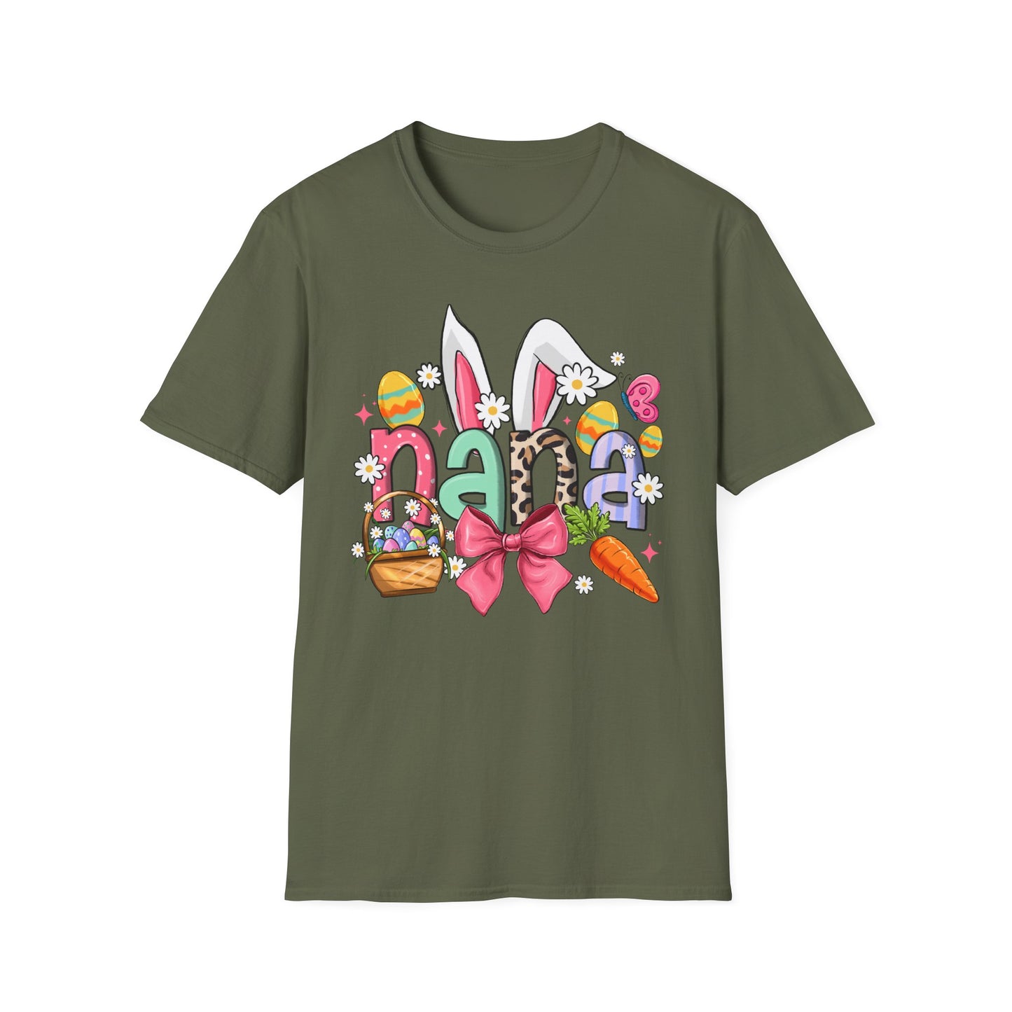 Nana Easter Bunny T-Shirt — Cute Spring Floral & Basket Design