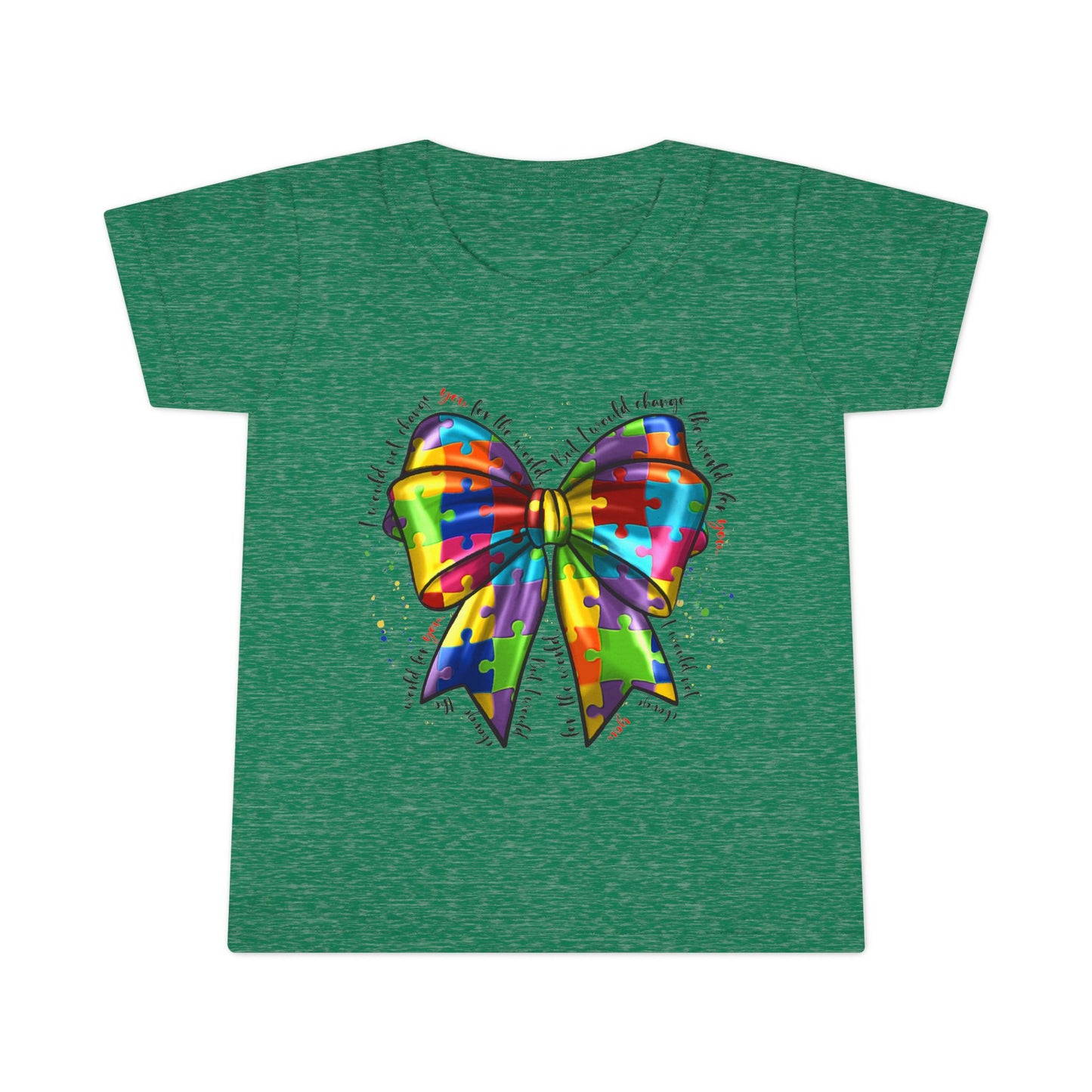 Autism Awareness Puzzle Ribbon Bow Toddler T-Shirt