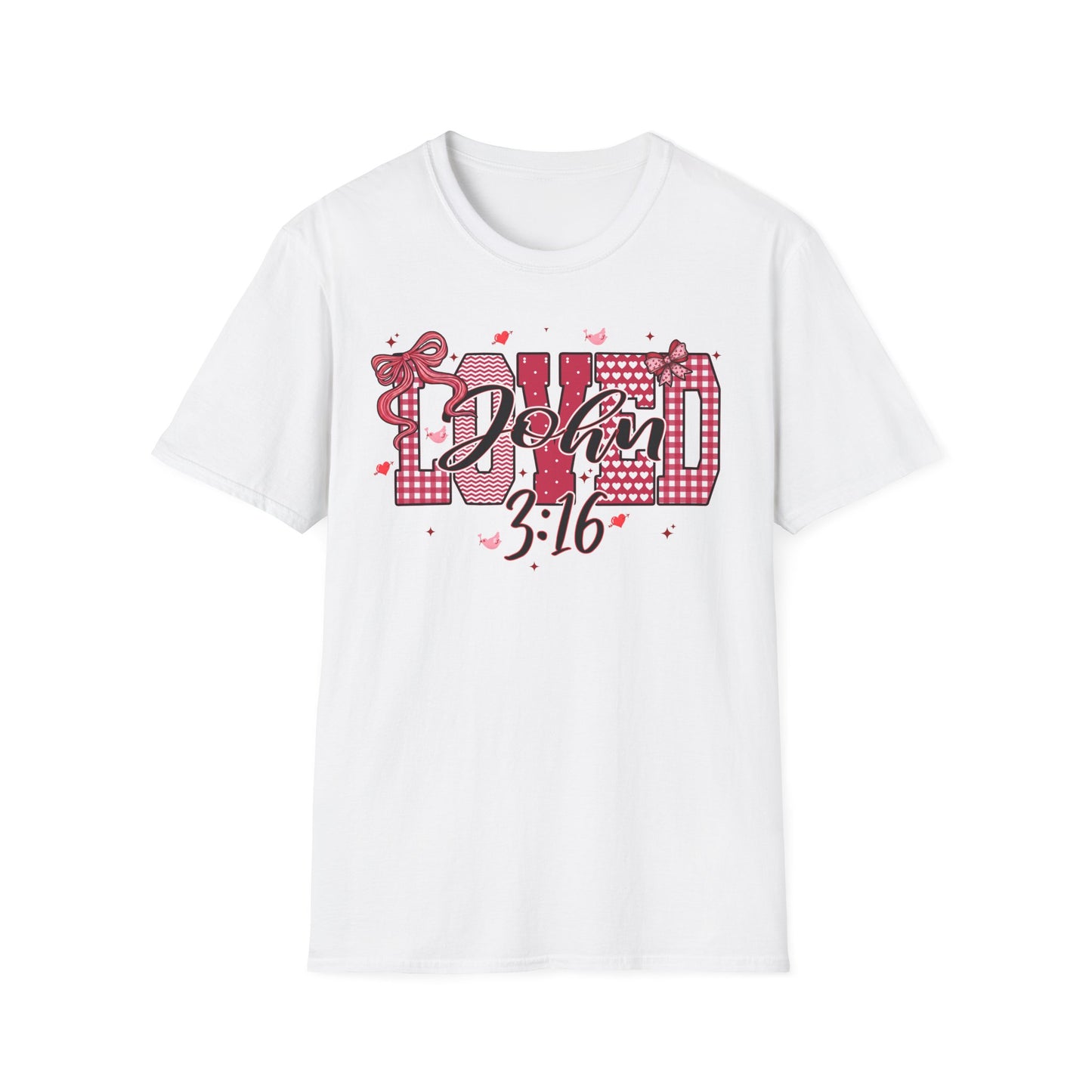 David 3:16 T-Shirt — Christian Faith Graphic Tee (Pink Plaid & Script)
