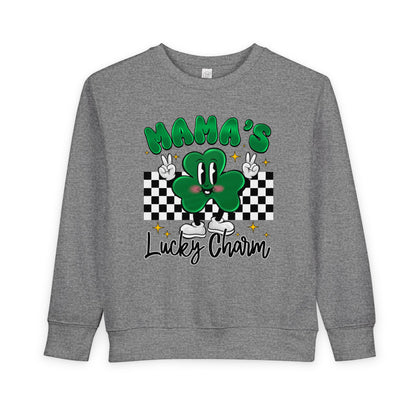 Mama's Lucky Charm Toddler Sweatshirt – Cute St. Patrick's Day Clover Crewneck