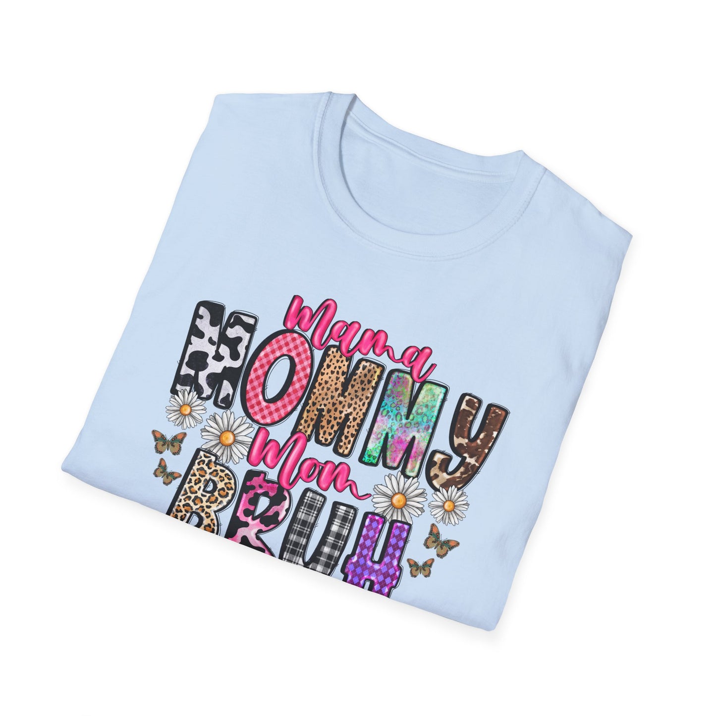 Mommy Brűh Graphic T-Shirt — Colorful Leopard & Floral Mom Shirt
