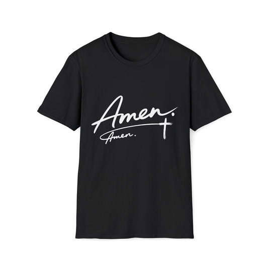 Amen Script T-Shirt — Faith-Inspired Christian Tee with Cross