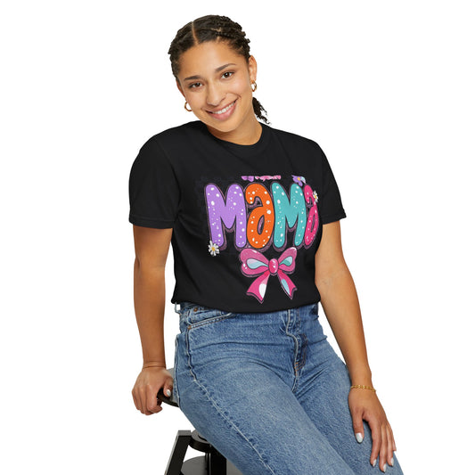 Mama Graphic T-Shirt — Colorful Retro Bow Design- COMFORT COLORS