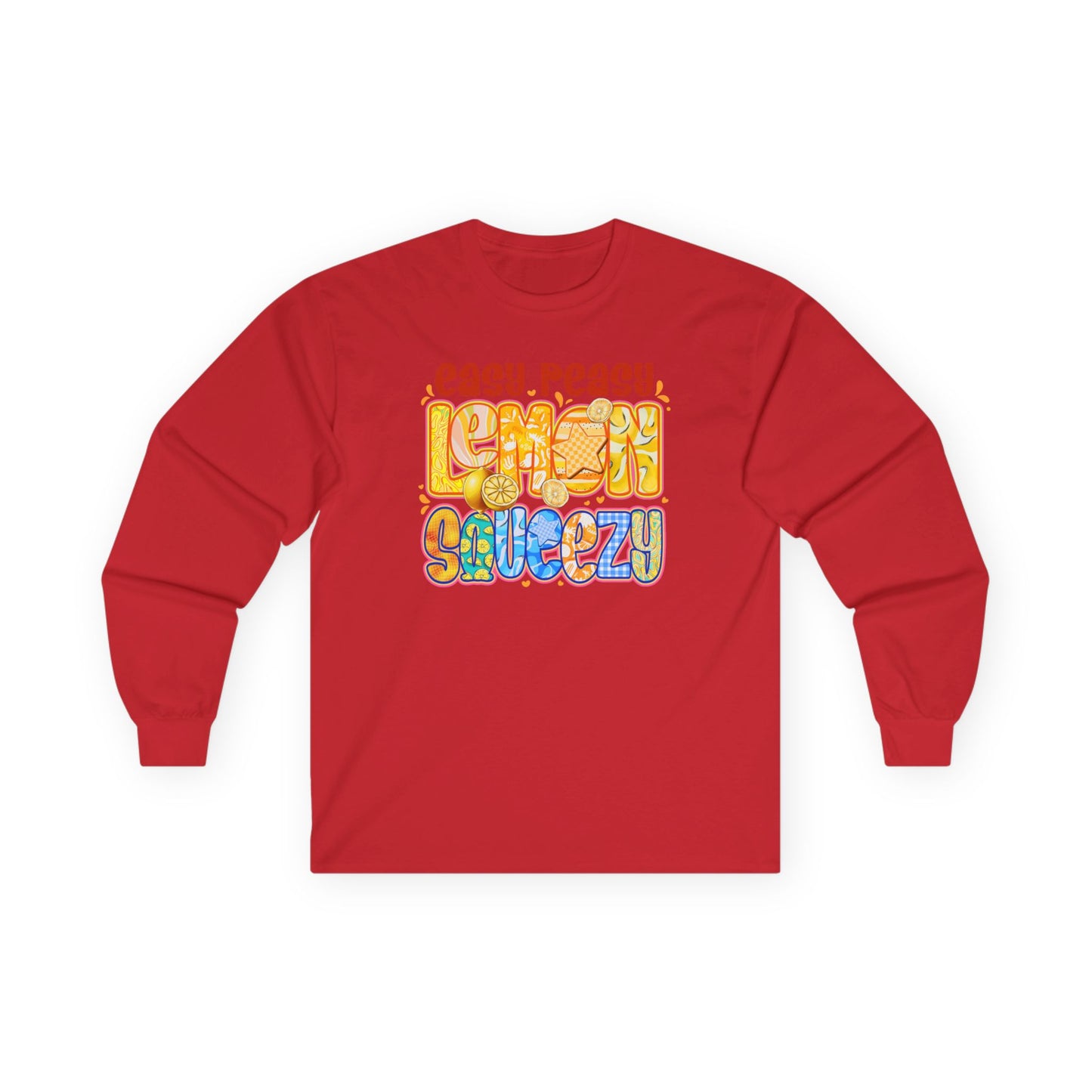 Easy Peasy Lemon Squeezy Long Sleeve Tee — Retro Colorful Graphic Shirt