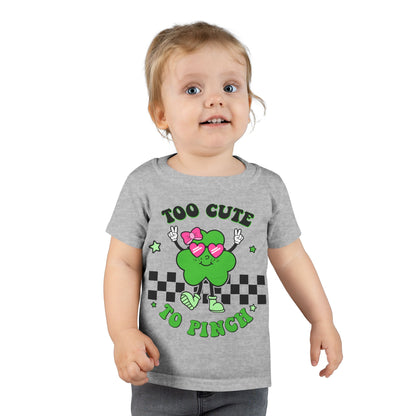 Toddler T-shirt — "Too Cute to Pinch" St. Patrick's Day Shamrock Tee