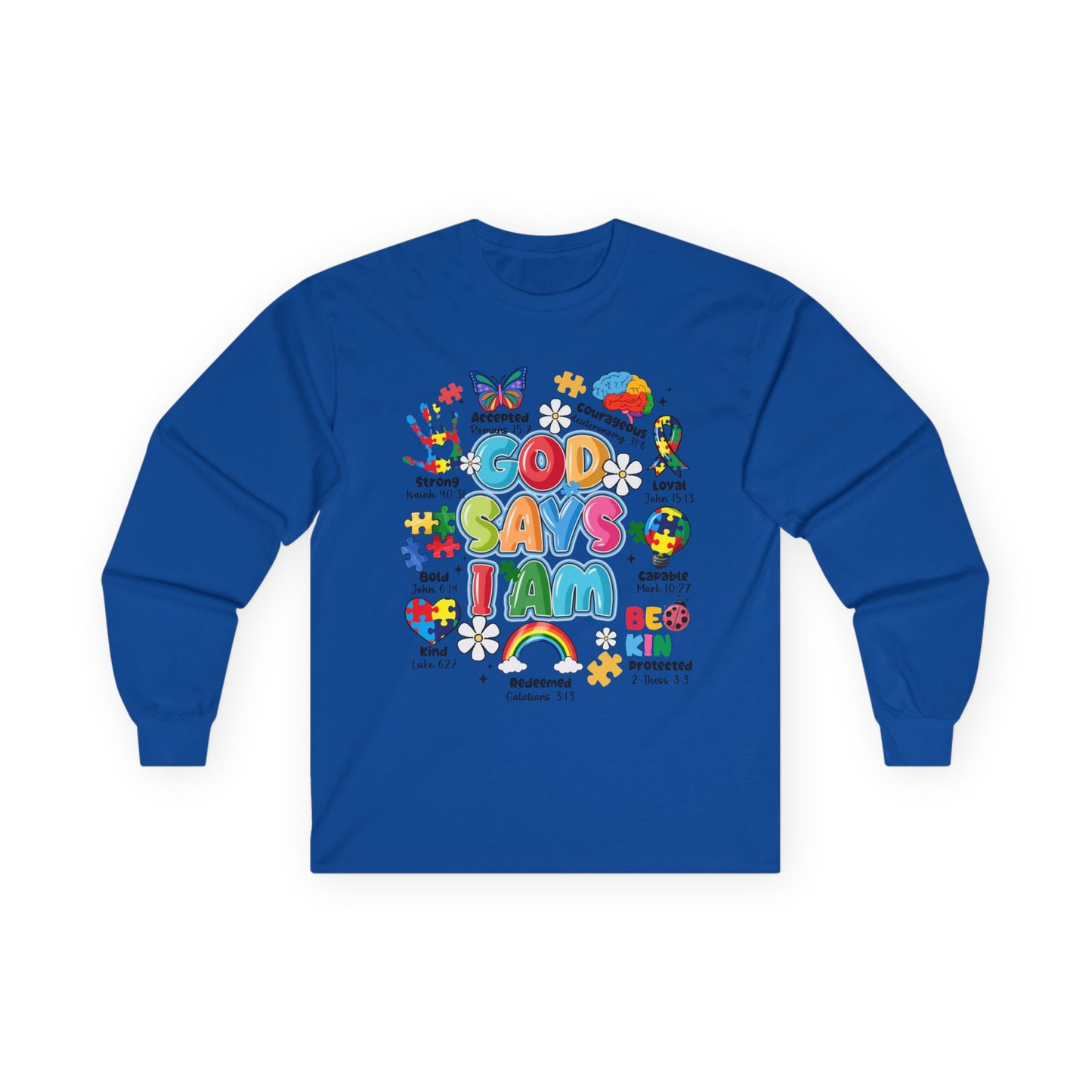 God Says I Am Long Sleeve Tee — Positive Christian Kids Faith Shirt