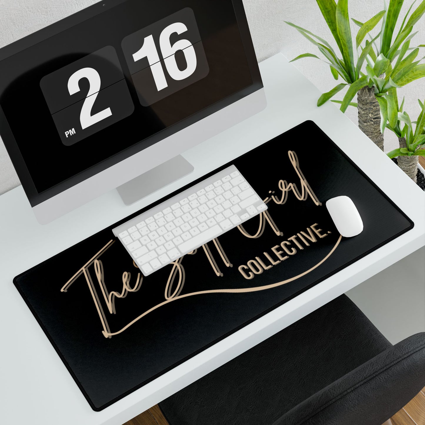The Soft Girl Collective Desk Mat — Luxe Black & Gold Gaming/Work Desk Pad