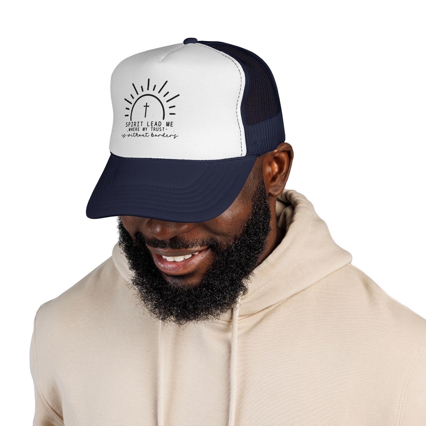 Christian Trucker Hat — "Spirit Lead Me Where My Trust Is Without t Borders" Mesh Cap