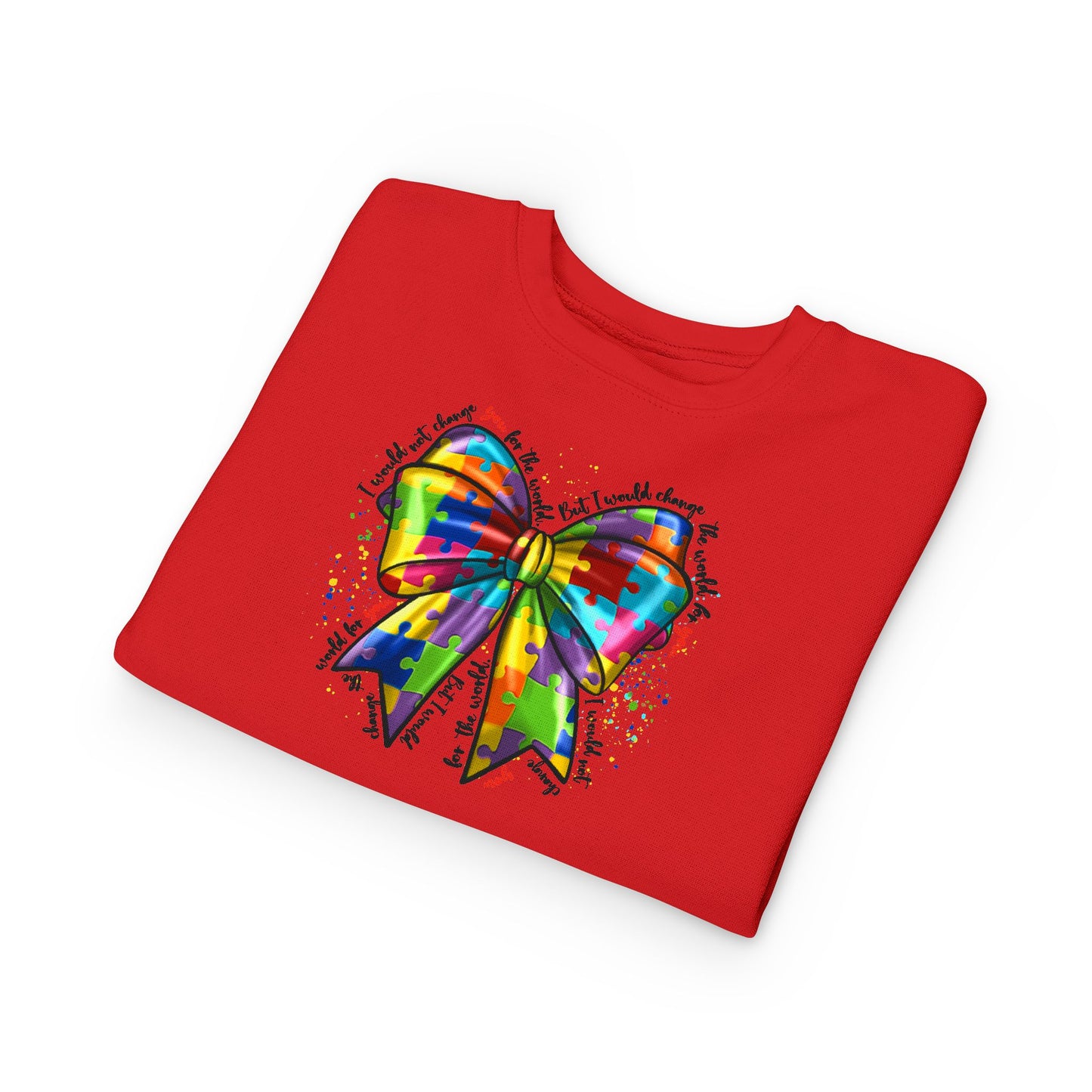 Rainbow Bow Toddler Sweatshirt — Colorful Tie-Dye Bow Graphic for Kids