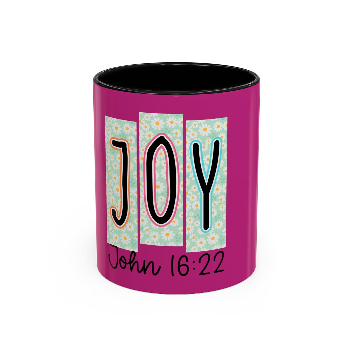 Joy John 16:22 Accent Coffee Mug — Christian Inspirational Ceramic Mug