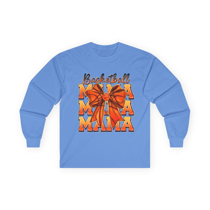 Basketball Mama Long Sleeve Tee — Orange Bow Mom Shirt