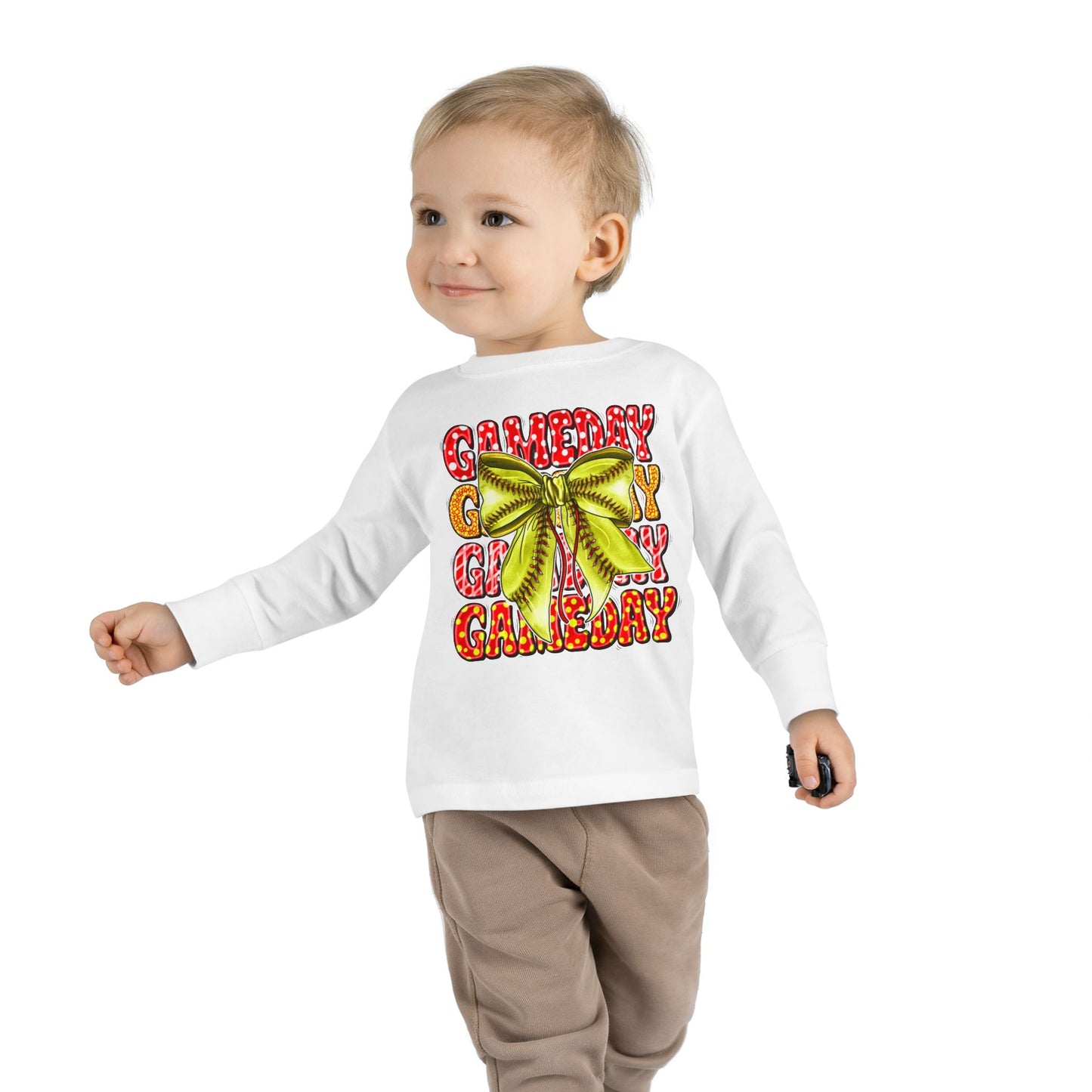 Gameday Toddler Long Sleeve Tee – Cheer Bow Football Fan Shirt