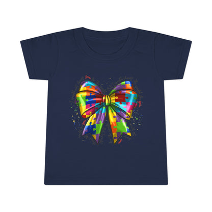 Autism Awareness Puzzle Ribbon Bow Toddler T-Shirt
