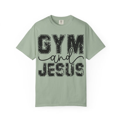 Gym and Jesus T-Shirt – Faith & Fitness Graphic Tee- COMFORT COLORS