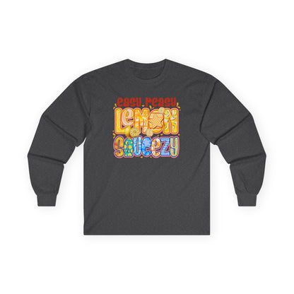 Easy Peasy Lemon Squeezy Long Sleeve Tee — Retro Colorful Graphic Shirt