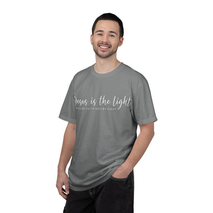 Jesus Is the Light T-Shirt — "Walk by Faith Not by Sight" Christian Tee- comfort colors