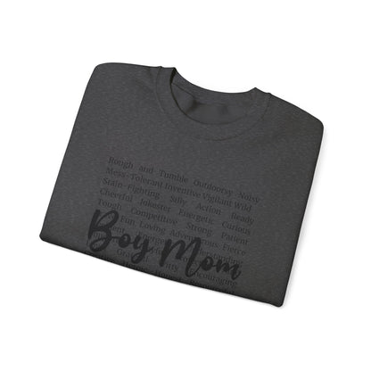 Boy Mom Crewneck Sweatshirt — Script Text Design for Proud Mothers