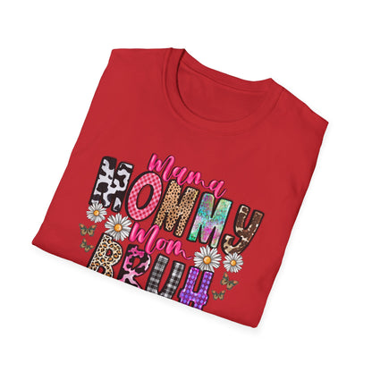 Mommy Brűh Graphic T-Shirt — Colorful Leopard & Floral Mom Shirt