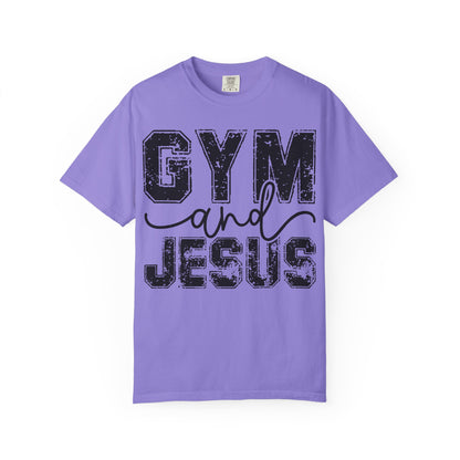 Gym and Jesus T-Shirt – Faith & Fitness Graphic Tee- COMFORT COLORS