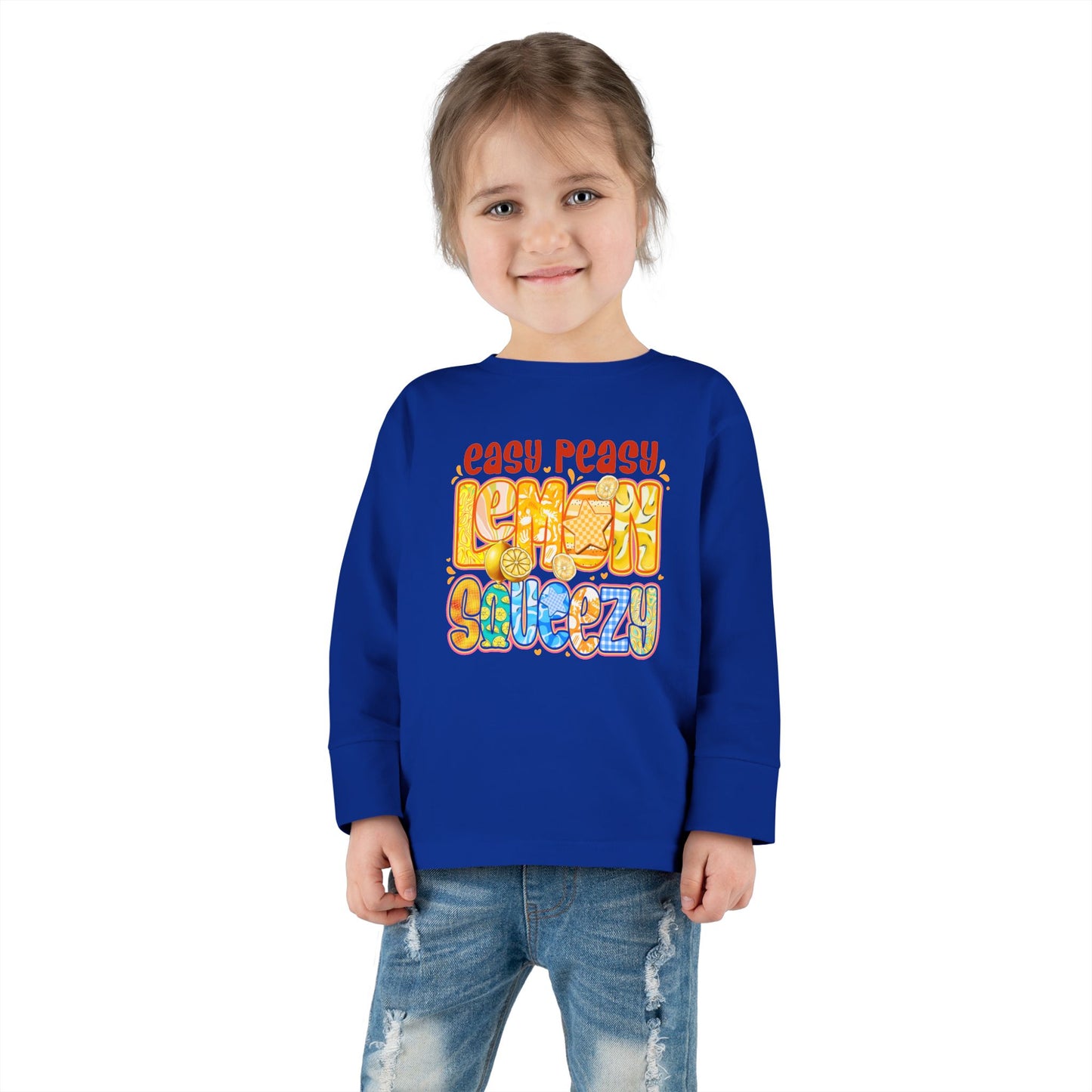Easy Peasy Lemon Squeezy Toddler Long Sleeve Tee – Playful Citrus Graphic Shirt for Kids