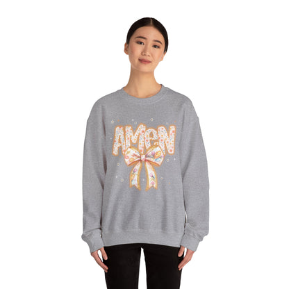 Crewneck Sweatshirt — 'AMAW' Pastel Bow Glitter Graphic